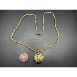 Magnabilities Gold Toned Necklace w/ Two Interchangeable Magnets Swirl Pendant